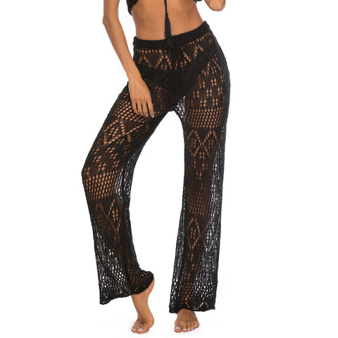 Women's Color Sexy Nightclub Hollow Woven Trousers Pants