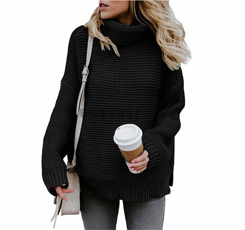 Women's Solid Color Large Commuter Turtleneck For Sweaters