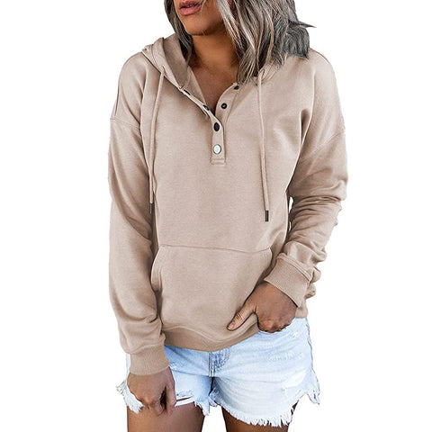 Women's Long Sleeve Loose Casual Hooded Drawstring Sweaters