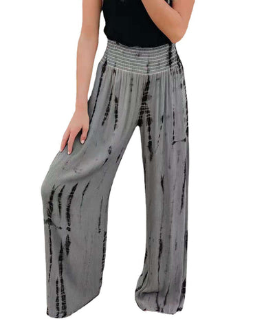 Fashion Elastic High Waist Pocket Wide Pants