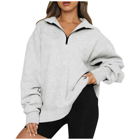 Women's Casual Half Zipper Pullover Long Sleeve Sweaters
