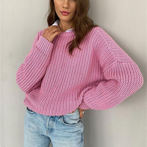 Women's Solid Color Casual Loose Long Sleeve Sweaters