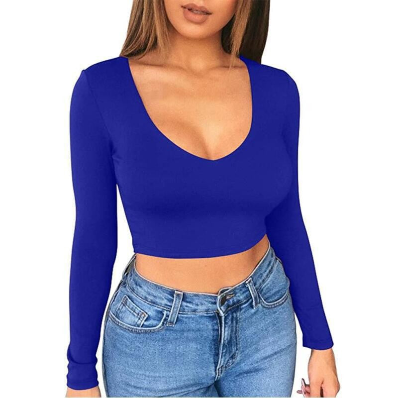 Women's Color Bottoming Shirt Sexy Low-cut Tight-fitting Blouses